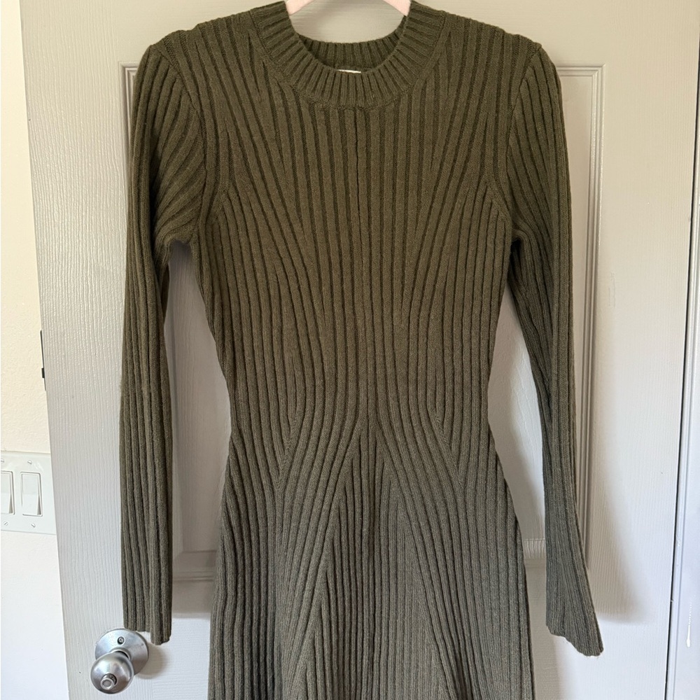 H&M Olive Green Ribbed Mini Dress